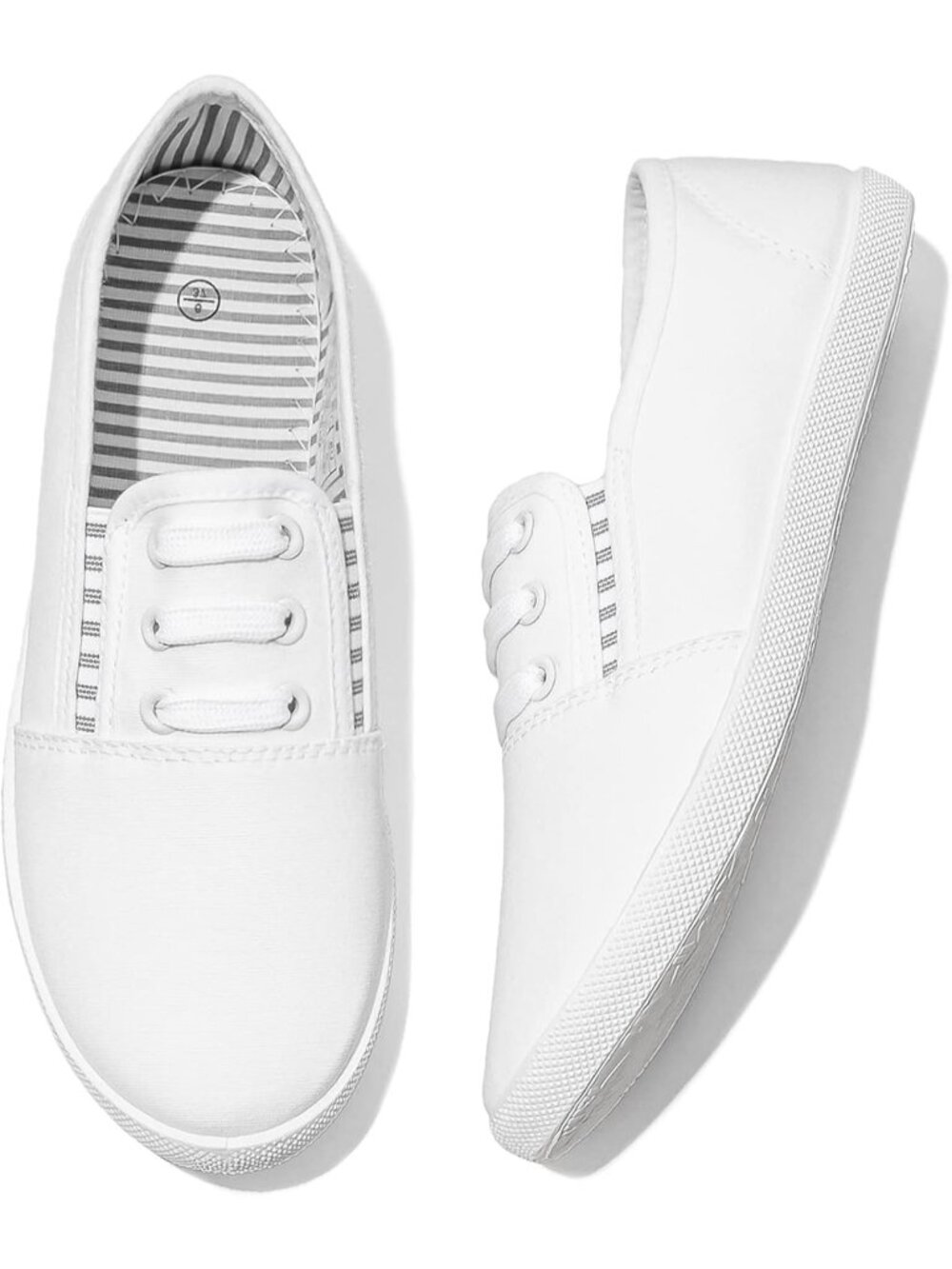 🆕Women's All White Canvas Slip On Sneakers Casual Walking Non Slip Work Shoes